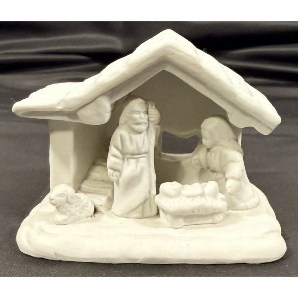 Enesco Nativity Scene White Porcelain Vintage 1994 Holy Family Manger